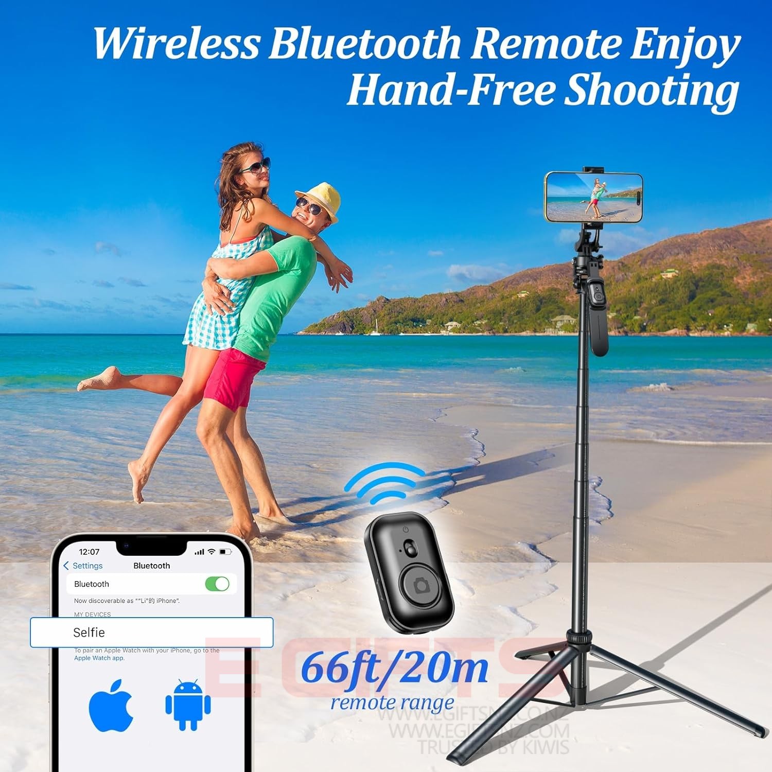 Integrated Bluetooth Selfie Stick Tripod 2000MM - Image 3