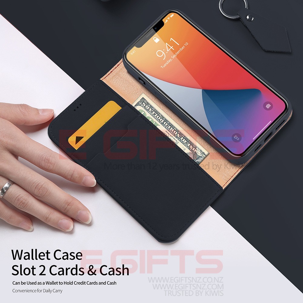 iPhone 12 Mini DUX Wish Genuine Leather Wallet Case - Image 8