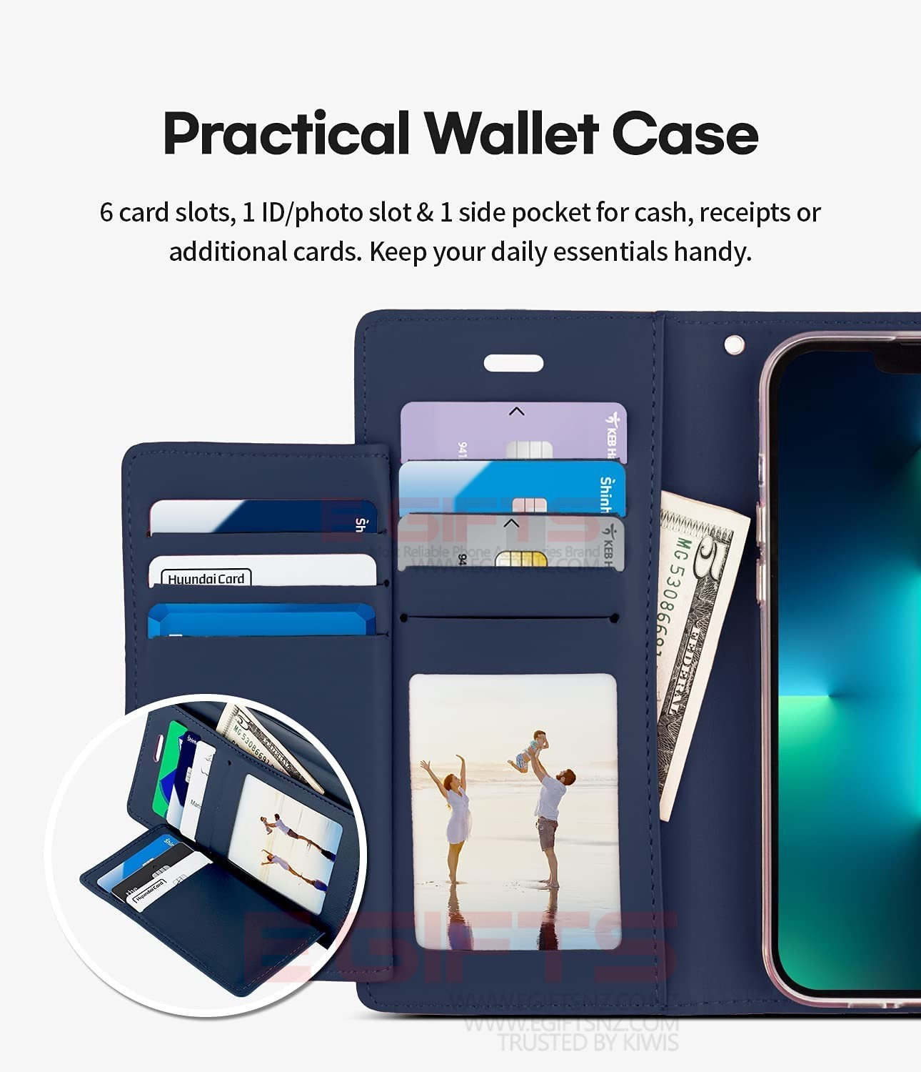 iPhone 13 Mercury Rich Diary Wallet Case - Image 5