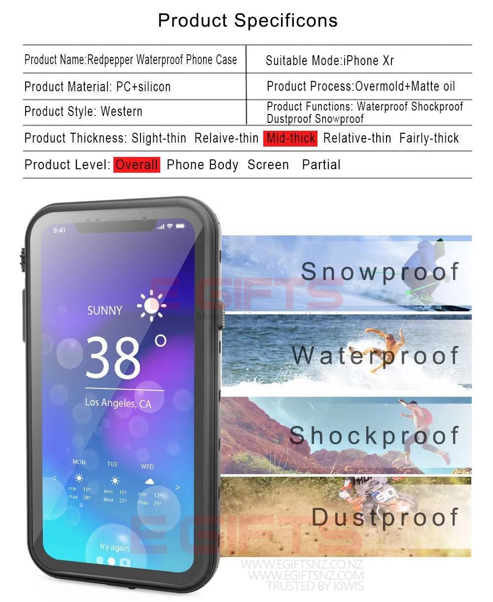 iPhone XR Redpepper IP68 Waterproof Full Body Case - Image 6