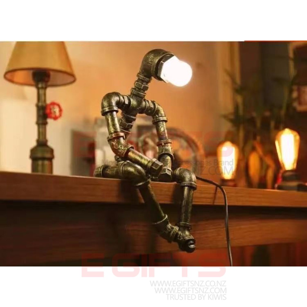 Industrial Robot Bronze Steampunk Water Pipe Lamp Thinker - Image 4