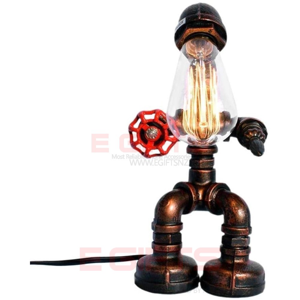 Industrial Robot Bronze Steampunk Water Pipe Lamp Switch - Image 5