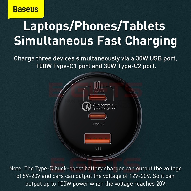 BASEUS 160W Superior 2 PD USB Car Charger With Cable - Image 6