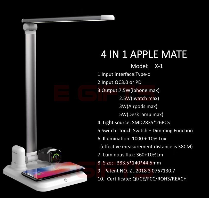 Apple Mate 4 in 1 LED Desk Lamp Light Qi Wireless Charger - Image 9