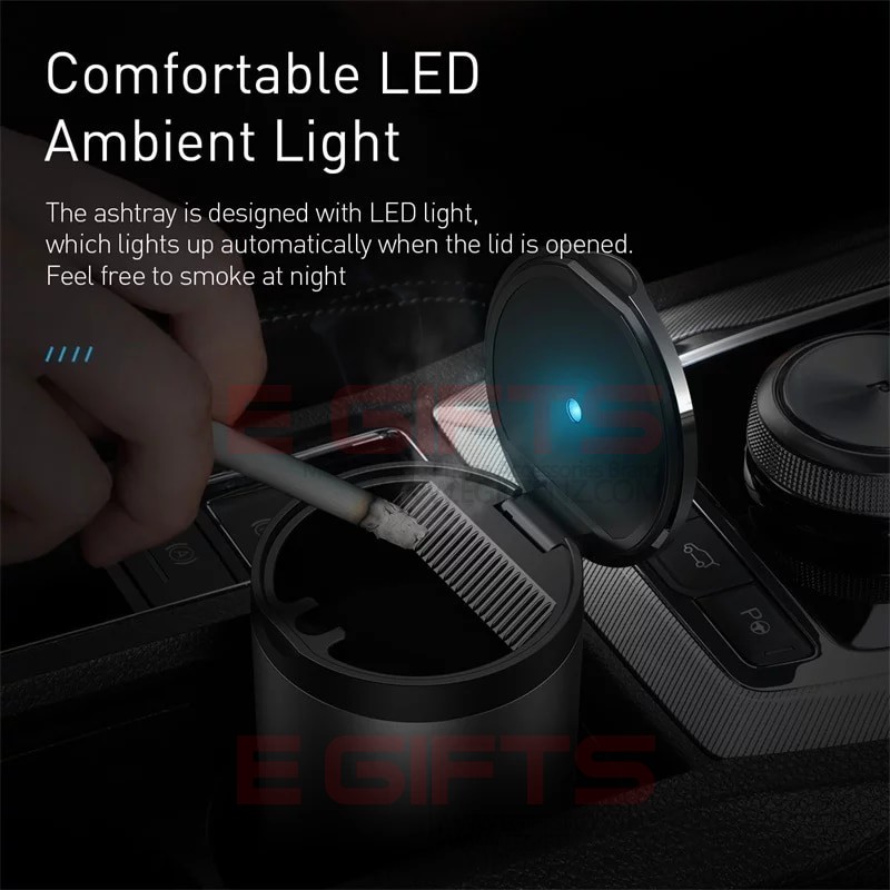 Baseus Car Ashtray Led Light Alloy Ash Tray - Image 4
