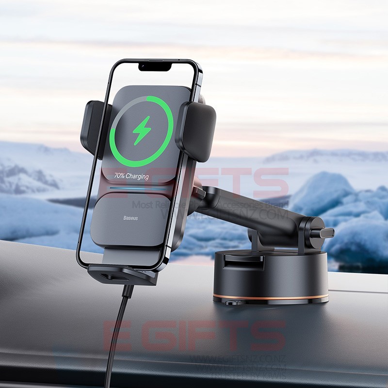 Baseus 15W Qi Automatic Alignment Wireless Car Charger Holder For Windshield - Image 5