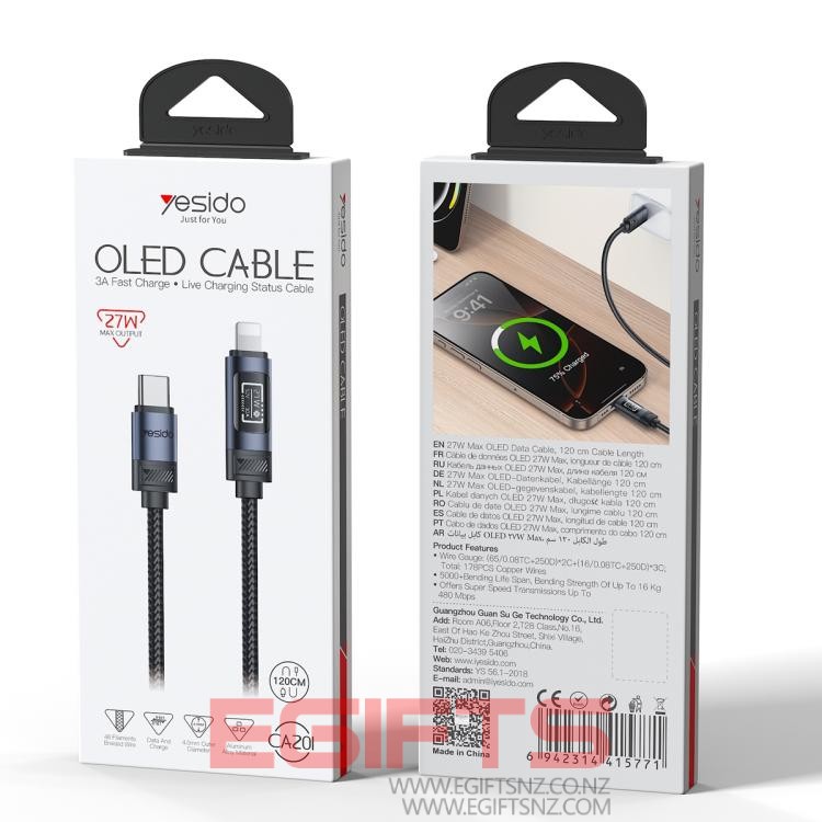 Digital Display Fast Charging Data Cable 27w C To Lightning PD CA201 - Image 9