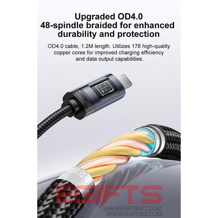 Digital Display Fast Charging Data Cable 27w C To Lightning PD CA201 - Image 2