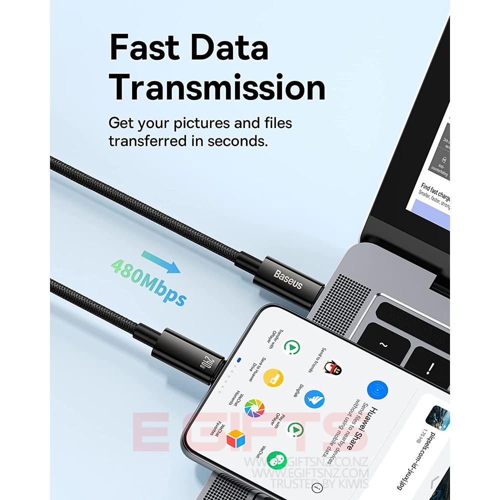 Baseus Zinc Alloy USB C 240W PD 3.1 5A QC 4.0 Fast Charging Cable - Image 2