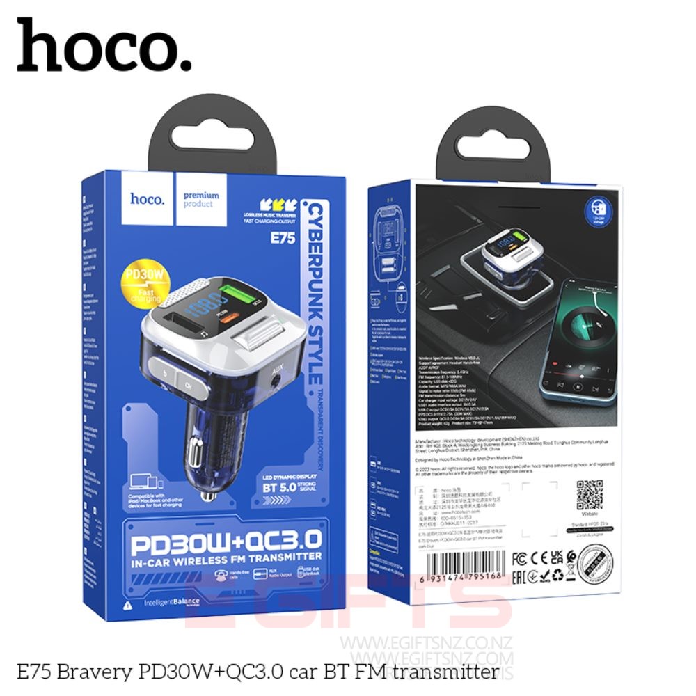HOCO E75 PD30W Quick Charge 4.0 FM BLUETOOTH TRANSIMITTOR - Image 5