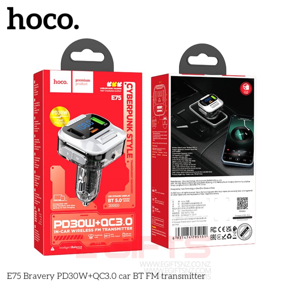HOCO E75 PD30W Quick Charge 4.0 FM BLUETOOTH TRANSIMITTOR - Image 6