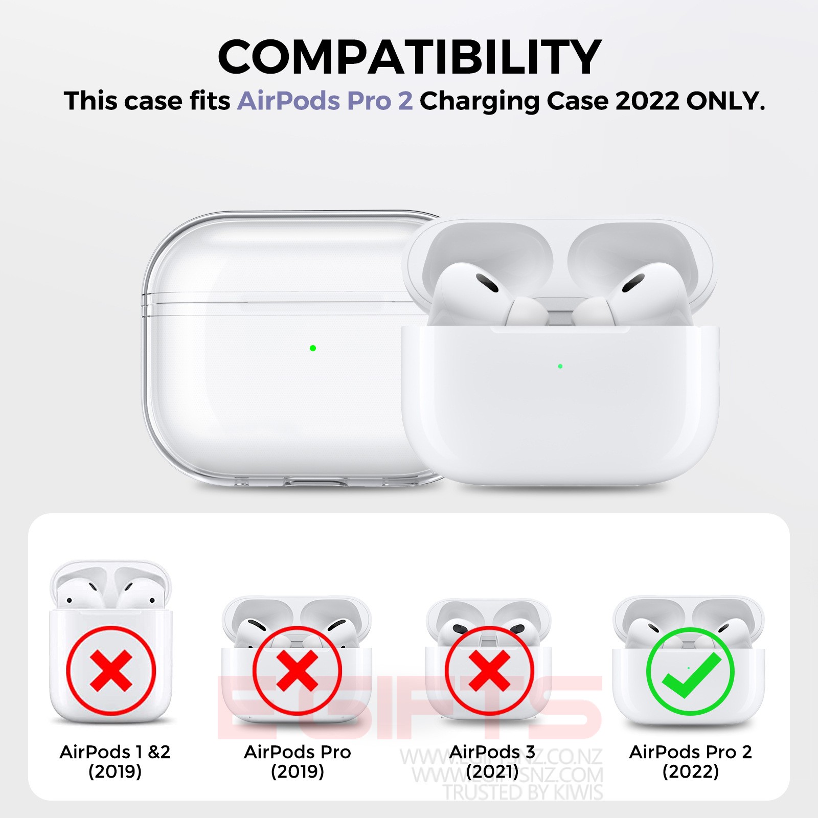 Ahastyle Air pods pro 2 Clear Hard Case - Image 2