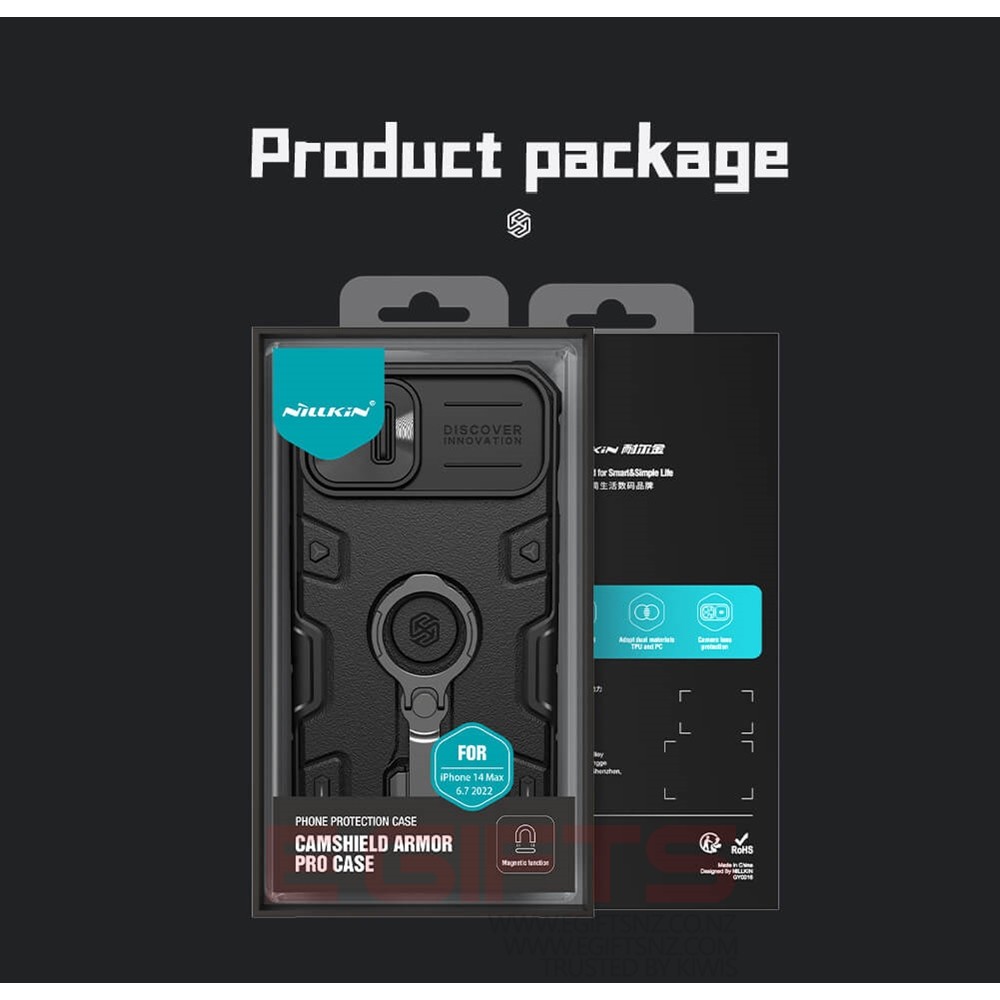 iPhone 13/14 Nillkin Camera Shield Armor Pro Ring Stand Holder Tough Case - Image 8