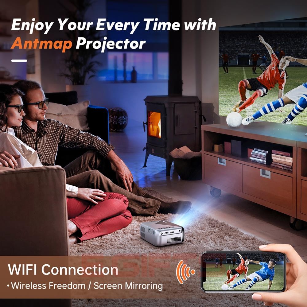 Portable VF290 WiFi 1080P Full HD Outdoor Movie Projector - Image 4