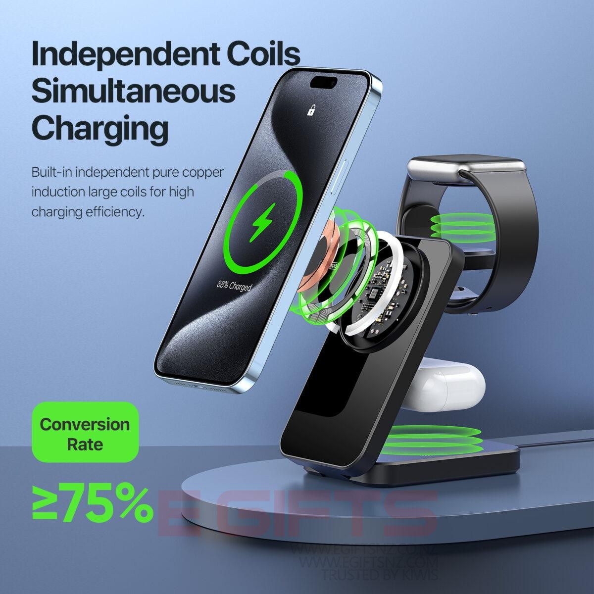 DUZZONA Foldable 3-in-1 Magnetic Wireless Charger Stand - Image 6
