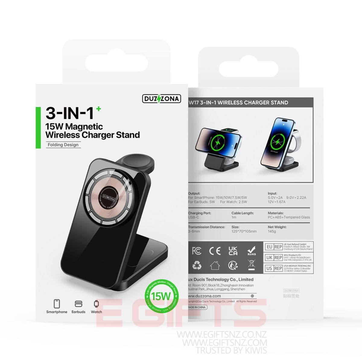 DUZZONA Foldable 3-in-1 Magnetic Wireless Charger Stand - Image 3