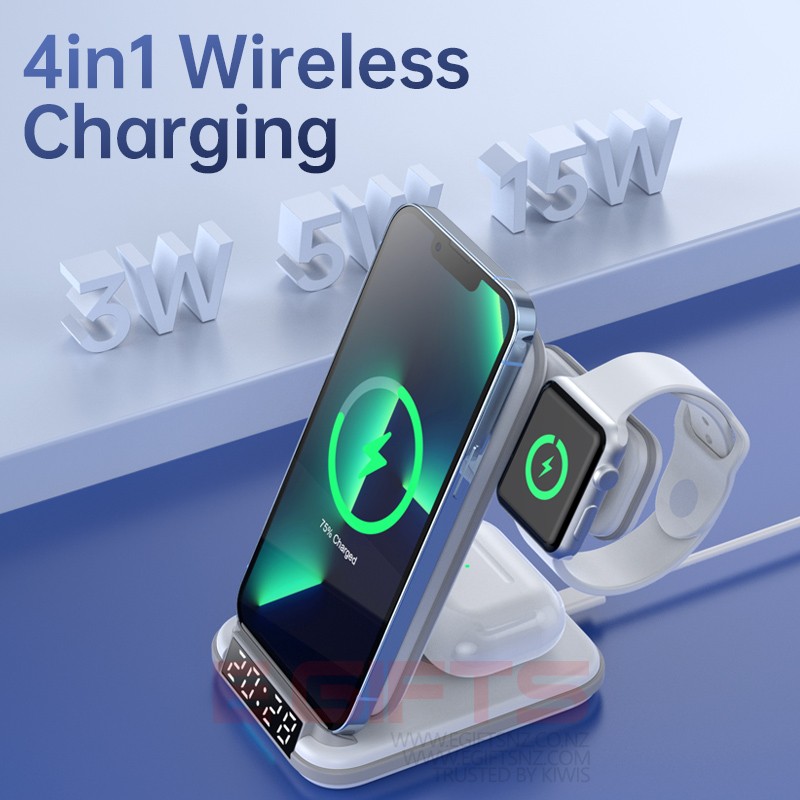 3 in 1 Wireless Charging Station AirPods iWatch iPhone with Clock - Image 6