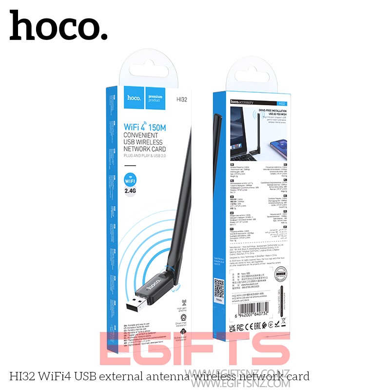 Hoco Wifi Adapter WiFi 4 2.4G USB WiFi Card Dongle - Image 9