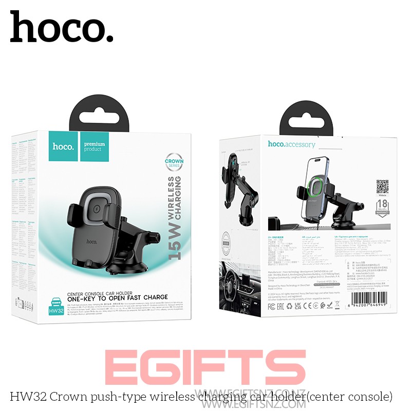 HOCO HW32 Car Wireless Fast Charging Phone Holder - Image 3