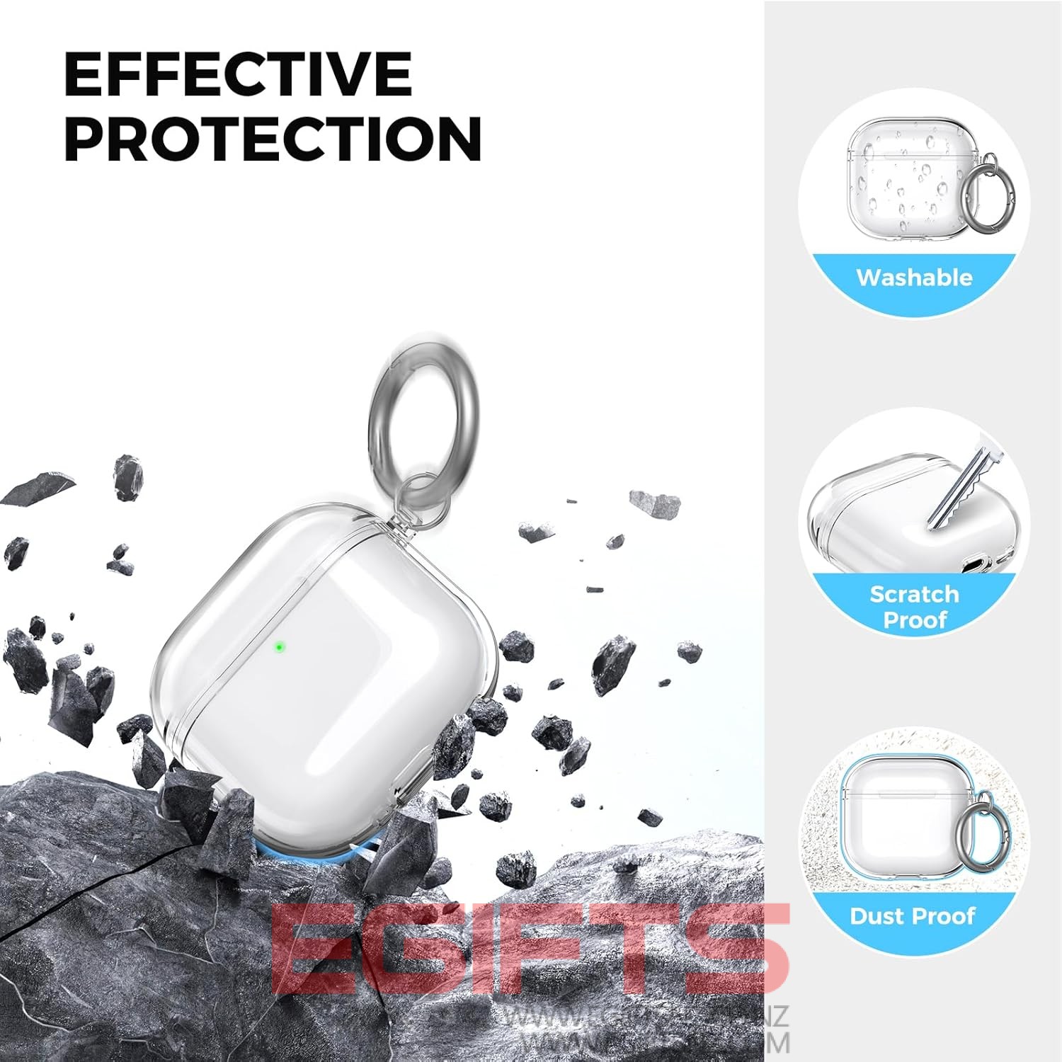 AirPods 4 Ahastyle Clear Case with Carbine Hook - Image 3