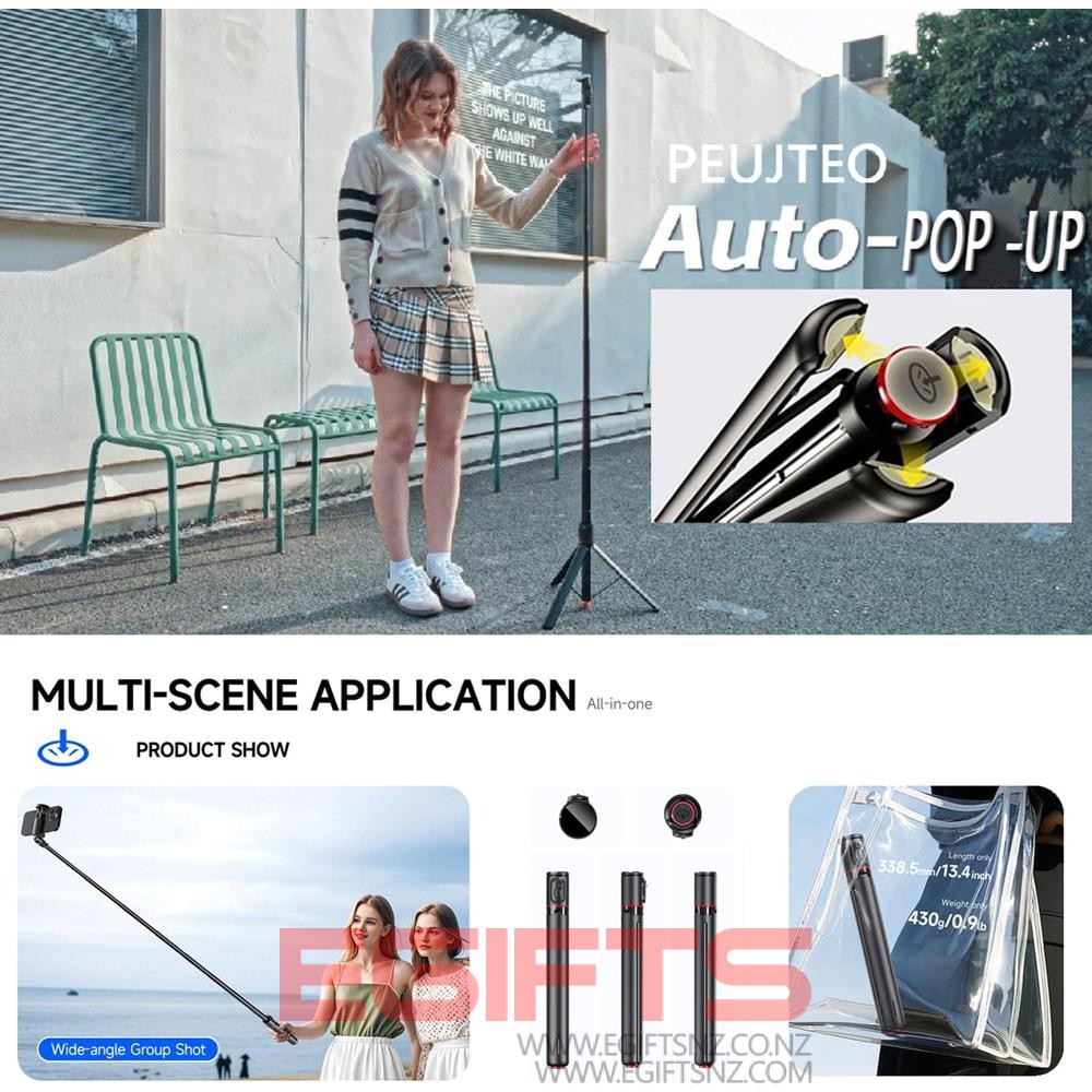 Compacted 70" Auto Pop up Phone Selfie Stick Tripod TT01 - Image 3