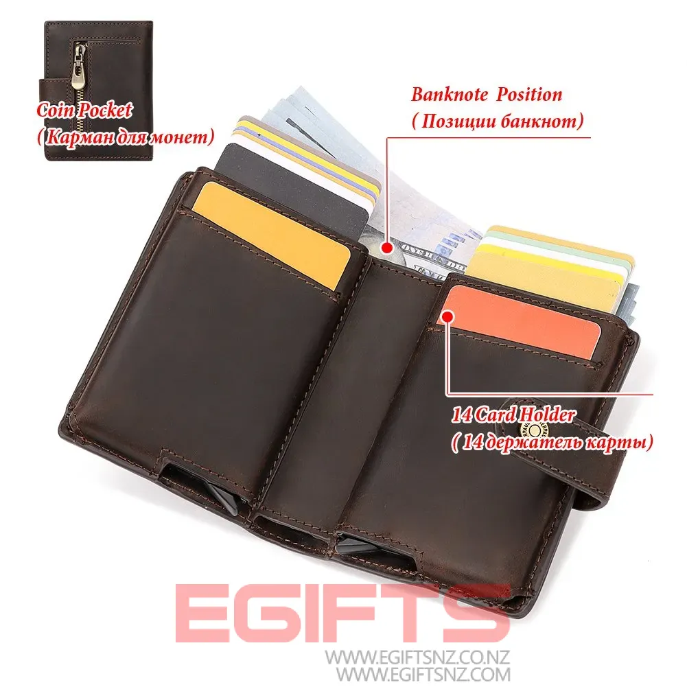 Dual Pop Up Leather Wallet RFID Blocking - Image 3