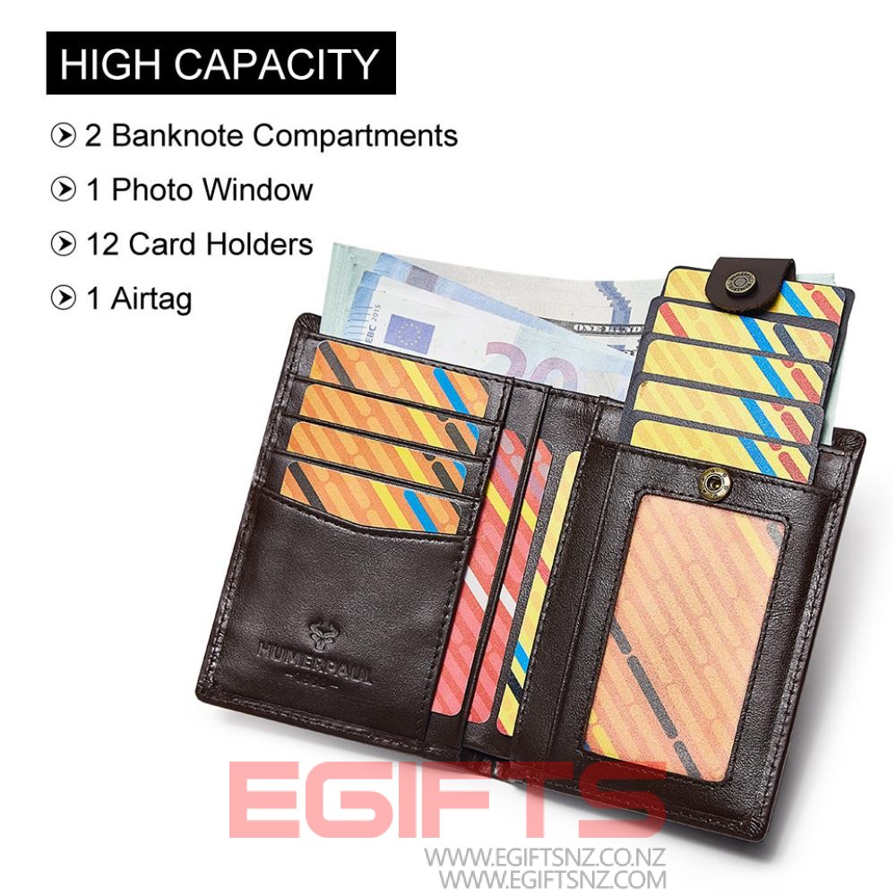 Leather Wallet Compatible with Air tag RFID Blocking - Image 2