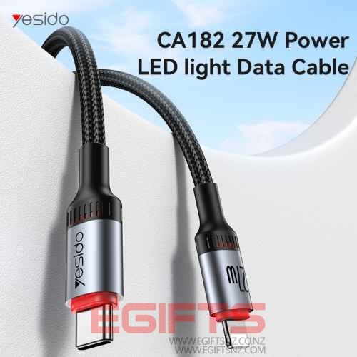 27W Fast Charging Type-C To IP 1.2M Braided Cable Power LED Light Data Cable CA182