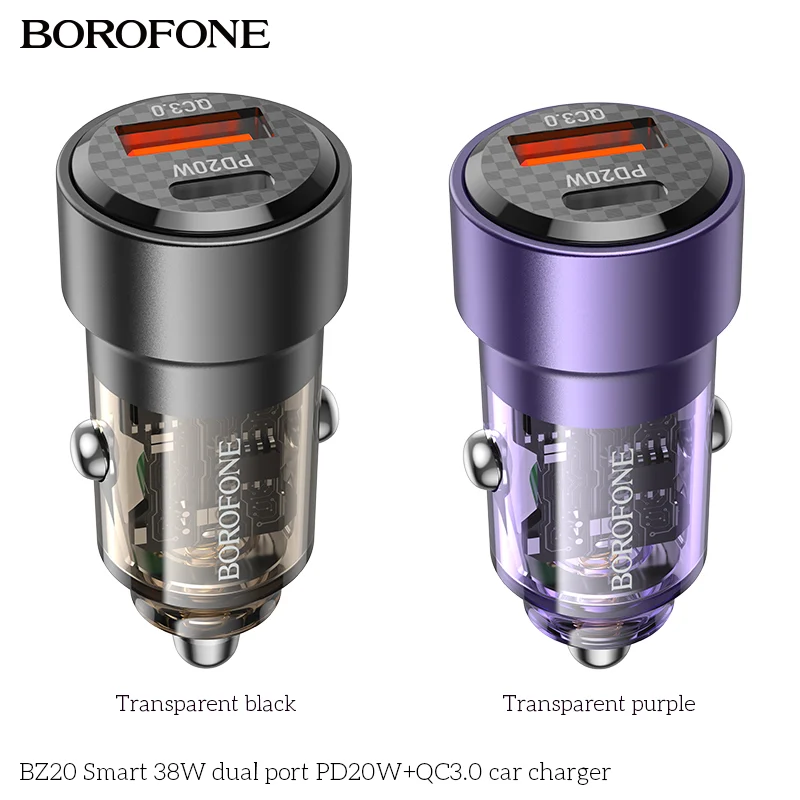 BOROFONE BZ20 Smart 38W dual port PD20W+QC3.0 Car Charger - Image 6
