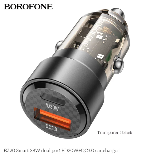 BOROFONE BZ20 Smart 38W dual port PD20W+QC3.0 Car Charger