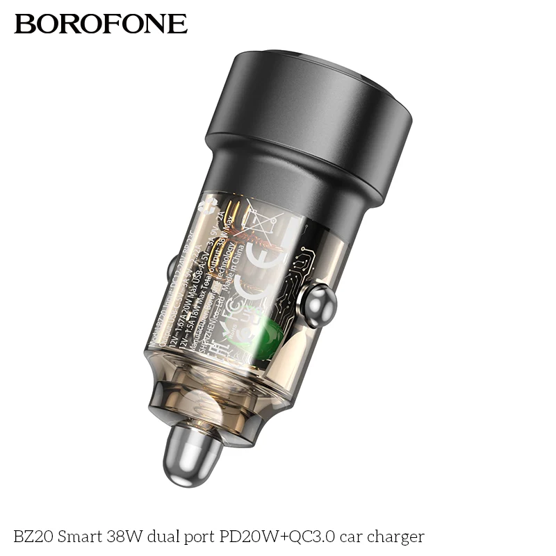 BOROFONE BZ20 Smart 38W dual port PD20W+QC3.0 Car Charger - Image 4