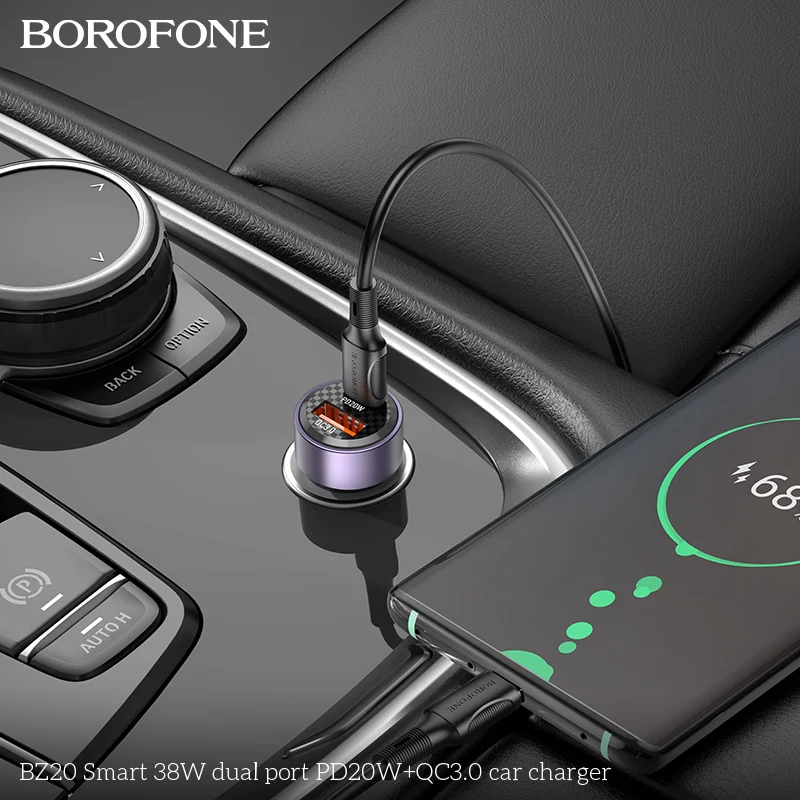 BOROFONE BZ20 Smart 38W dual port PD20W+QC3.0 Car Charger - Image 2