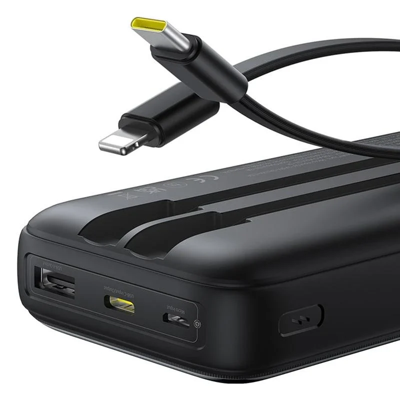 Baseus Lipow 22.5W Power Bank 20000mAh with Built-in Lightning and USB-C Cables and LED Display - Image 6