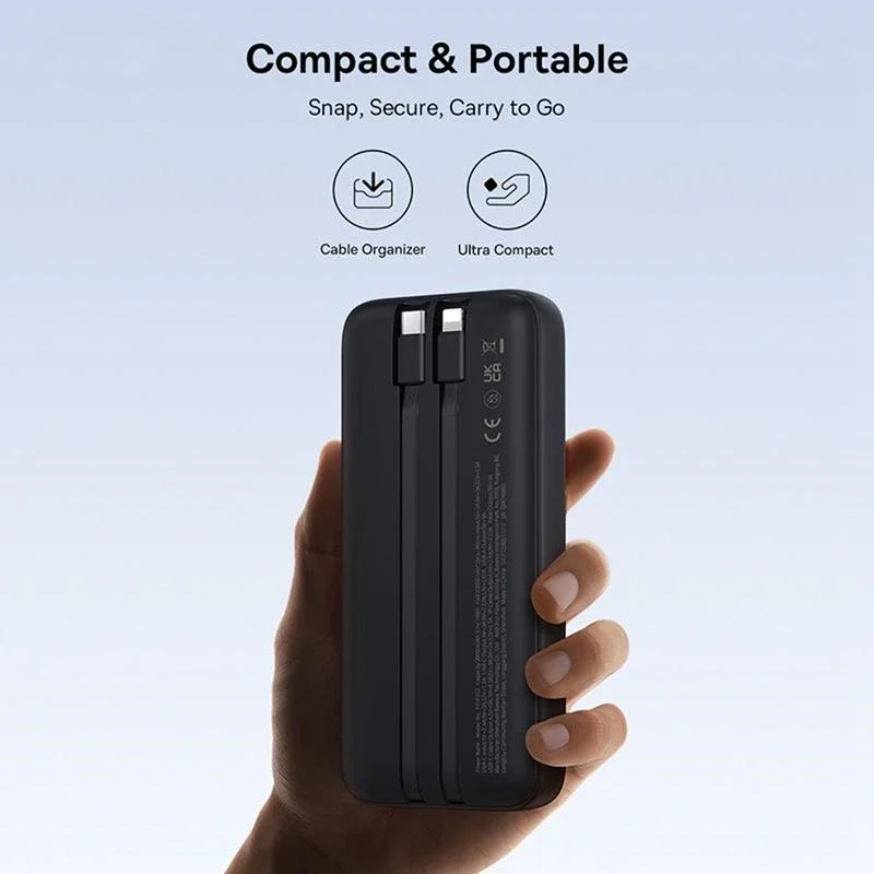 Baseus Lipow 22.5W Power Bank 20000mAh with Built-in Lightning and USB-C Cables and LED Display - Image 2