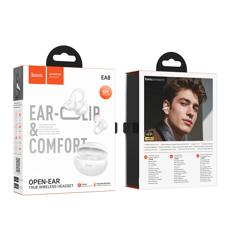 Hoco Open-Ear TWS Clip-On Earbuds 6 Hours-EA8 - Image 4