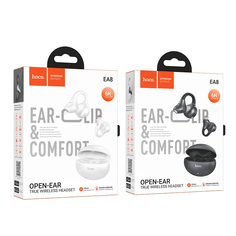 Hoco Open-Ear TWS Clip-On Earbuds 6 Hours-EA8 - Image 2
